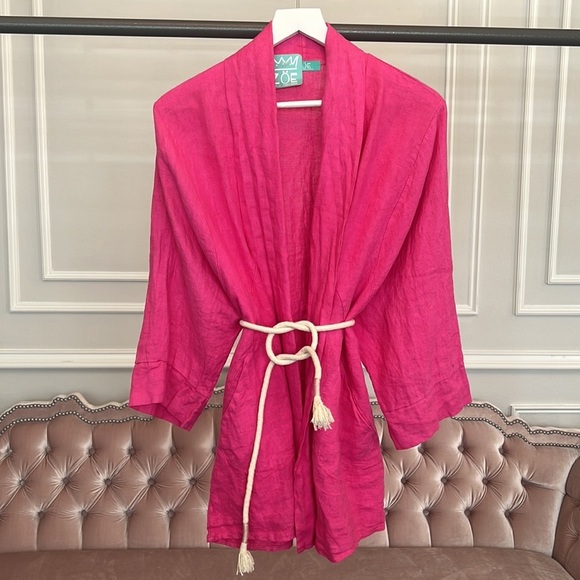 NWOT ZOE MARBELLA 100% LINEN JACKET WITH POCKET SIZE OS - Picture 9 of 17